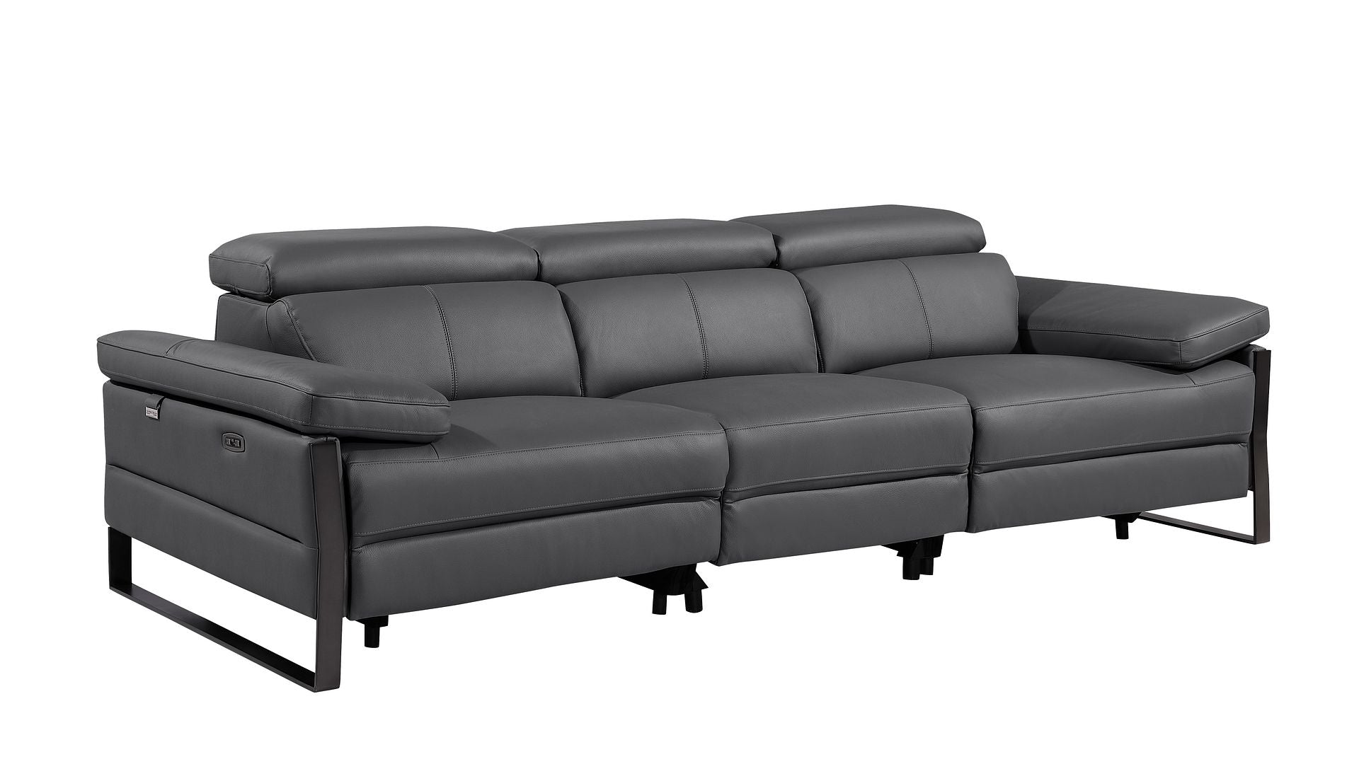 1246 Divanitalia Modular Power Dual Reclining Sofa, Loveseat, and Chair Set with Power Headrests - Top Grain Italian Leather - Dark Grey - SKU 1246-DK-GREY-6.5-HT-3PC - view 5