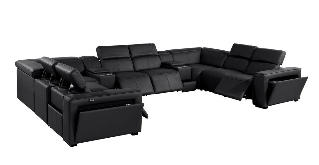 1224 Divanitalia 10-Piece U-Shaped Sectional Sofa in Top Grain Italian Leather with 4 Power Recliners & Power Headrests