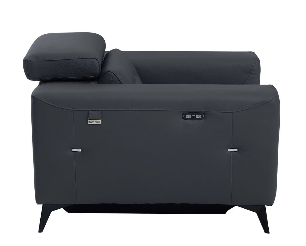 989 Divanitalia Power Reclining Arm Chair with Power Headrest in Top-grain Italian Leather