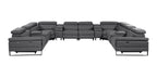 1246 Divanitalia 12-Piece U-Shaped Modular Power Reclining Sectional Sofa with 4 Power Recliners and Power Headrests - Top Grain Italian Leather - Dark Grey - SKU 1246-DK-GREY-12PC-4PWR-U-SECTIONAL - view 3