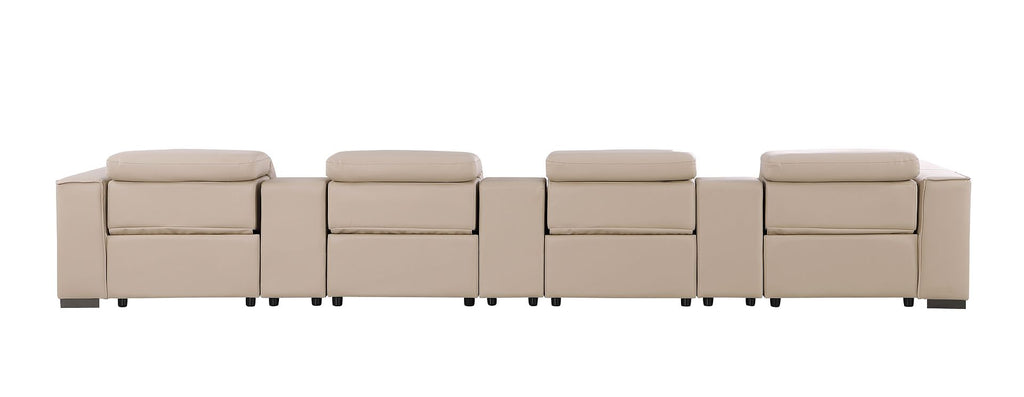 1208 7 Piece Leather Sofa with 4 Power Recliners and Power Headrests - Beige - SKU 1208-BEIGE-S-7.4-HT - view 7