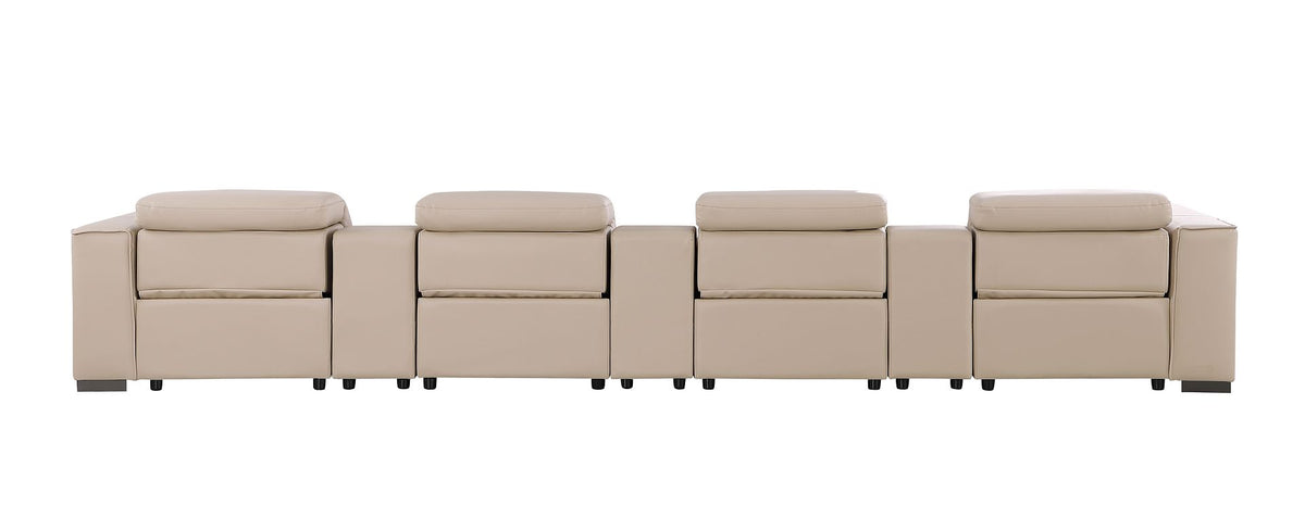 1208 7 Piece Leather Sofa with 4 Power Recliners and Power Headrests - Beige - SKU 1208-BEIGE-S-7.4-HT - view 7
