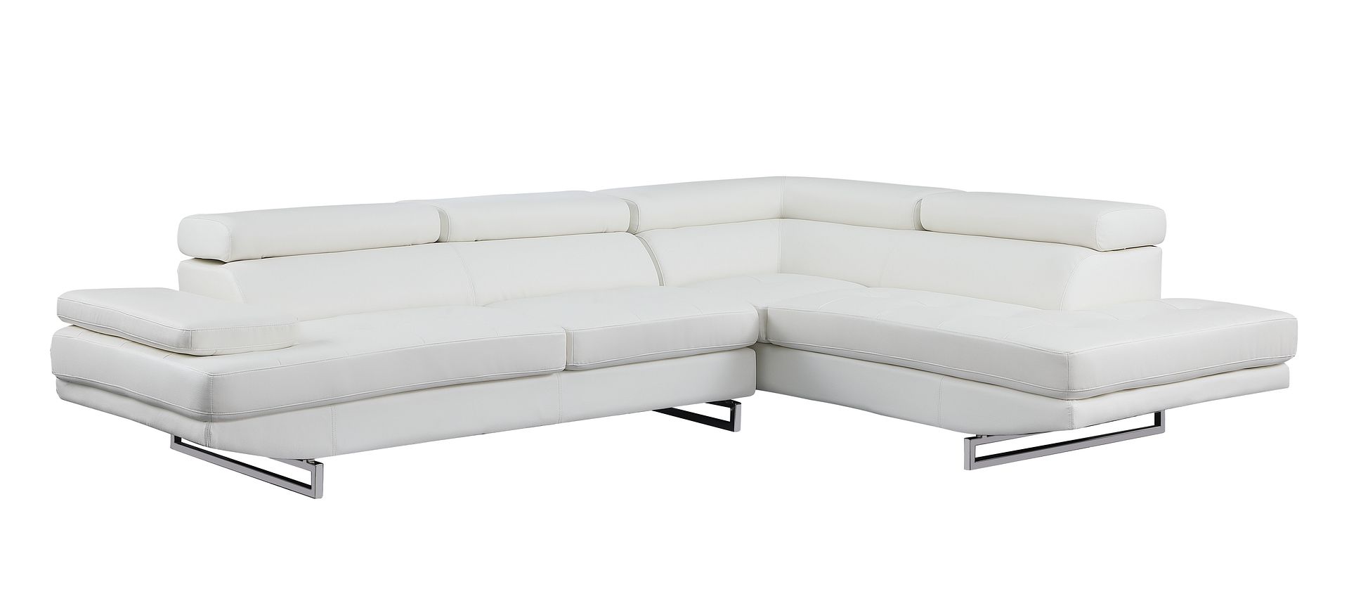 8136 Right Arm Facing Chaise with Adjustable Headrest in Genuine Leather