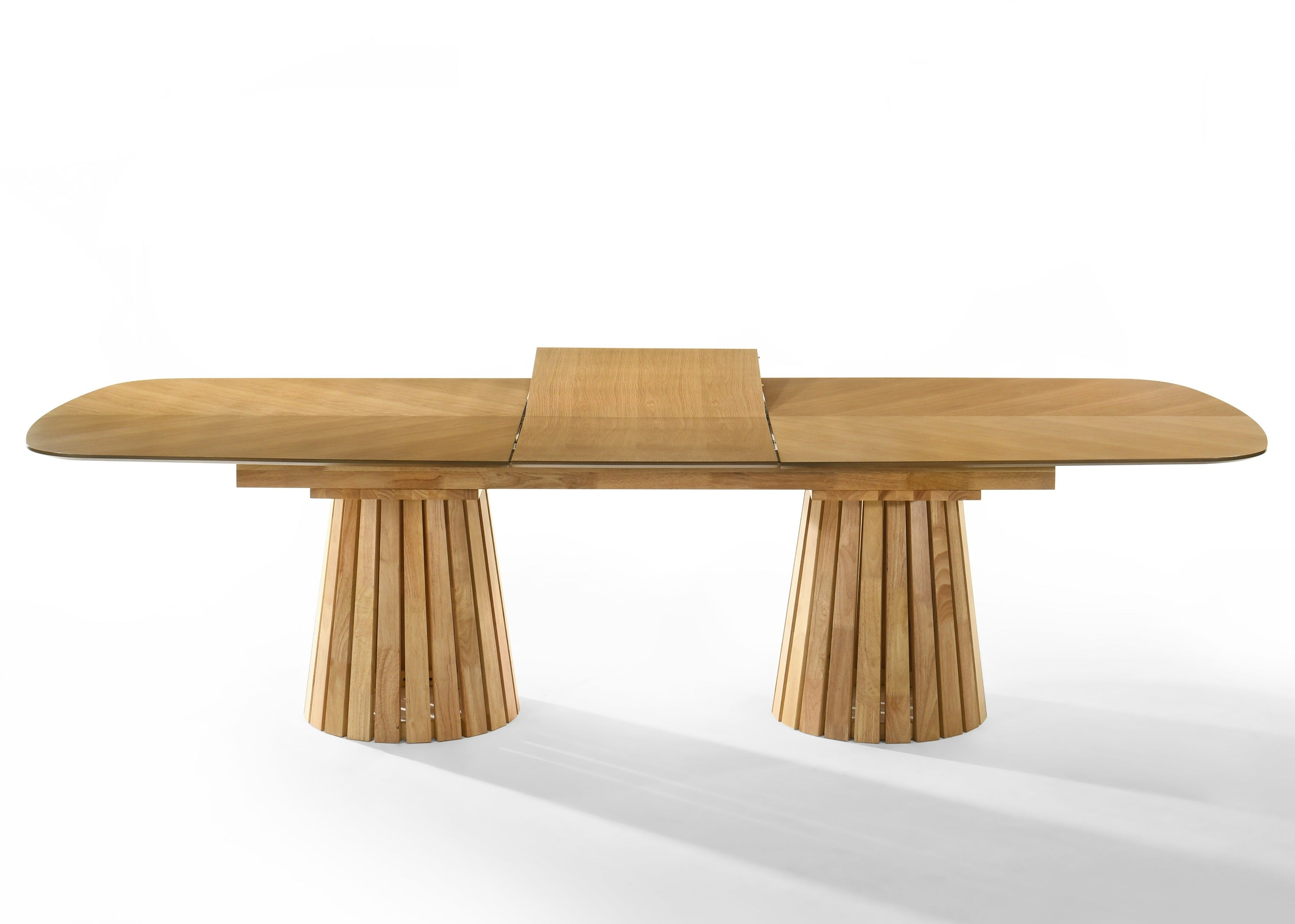Truman - Mid-Century Modern Natural Oak Extendable Dining Table + 10 Chairs Set