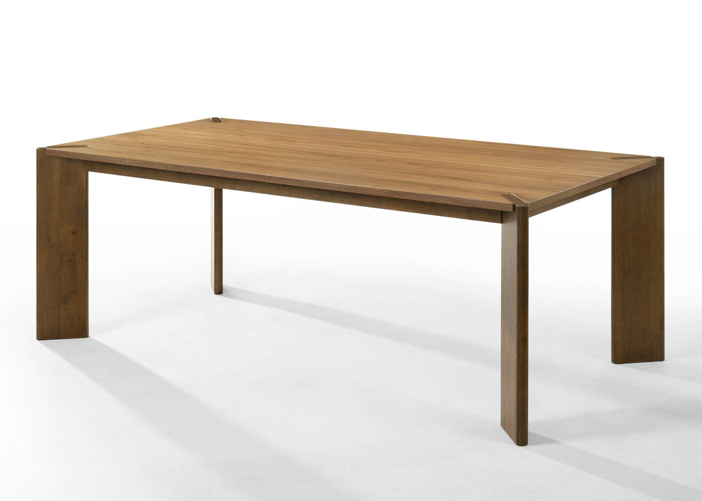 Edelman - Mid-Century Modern Brown Leatherette + Walnut Dining Set