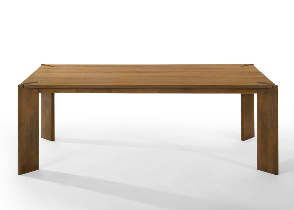 Edelman - Mid-Century Modern Brown Leatherette + Walnut Dining Set