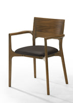 Edelman - Mid-Century Modern Brown Leatherette + Walnut Dining Set