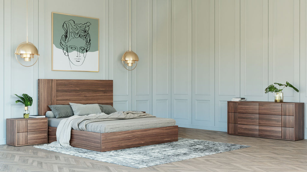 Eastern King Asus - Italian Modern Walnut 4-Piece Bedroom Set - Italian Modern Walnut 4 - Piece Bedroom Set