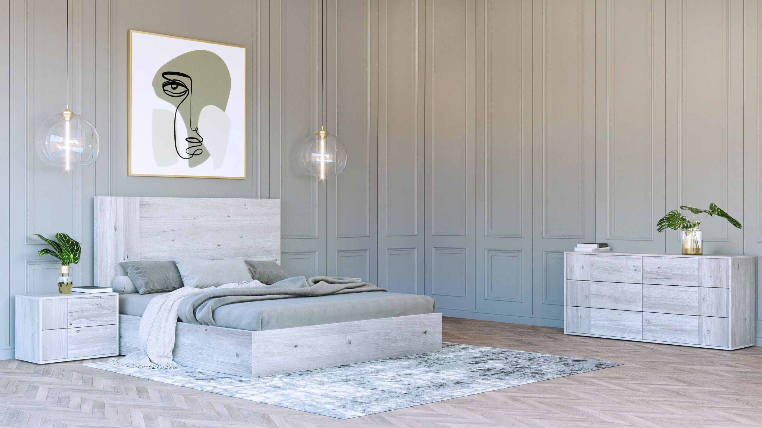 Asus - Modern Italian White 4-Piece Bedroom Set - Modern Italian White 4 - Piece Bedroom Set