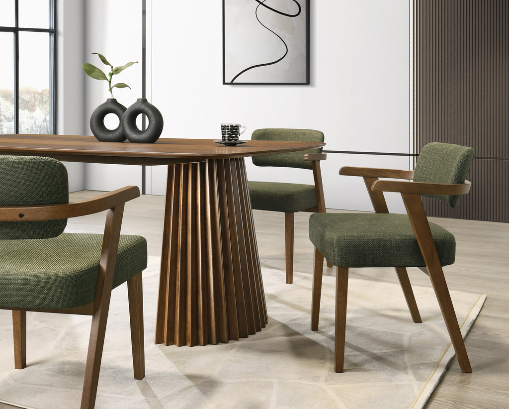 Sacks - Mid-Century Modern Herringbone Walnut Dining Table