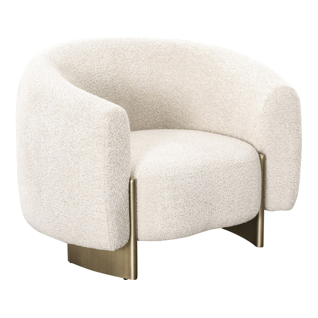 Thrive - Modern Beige Fabric + Antique Brass Accent Chair