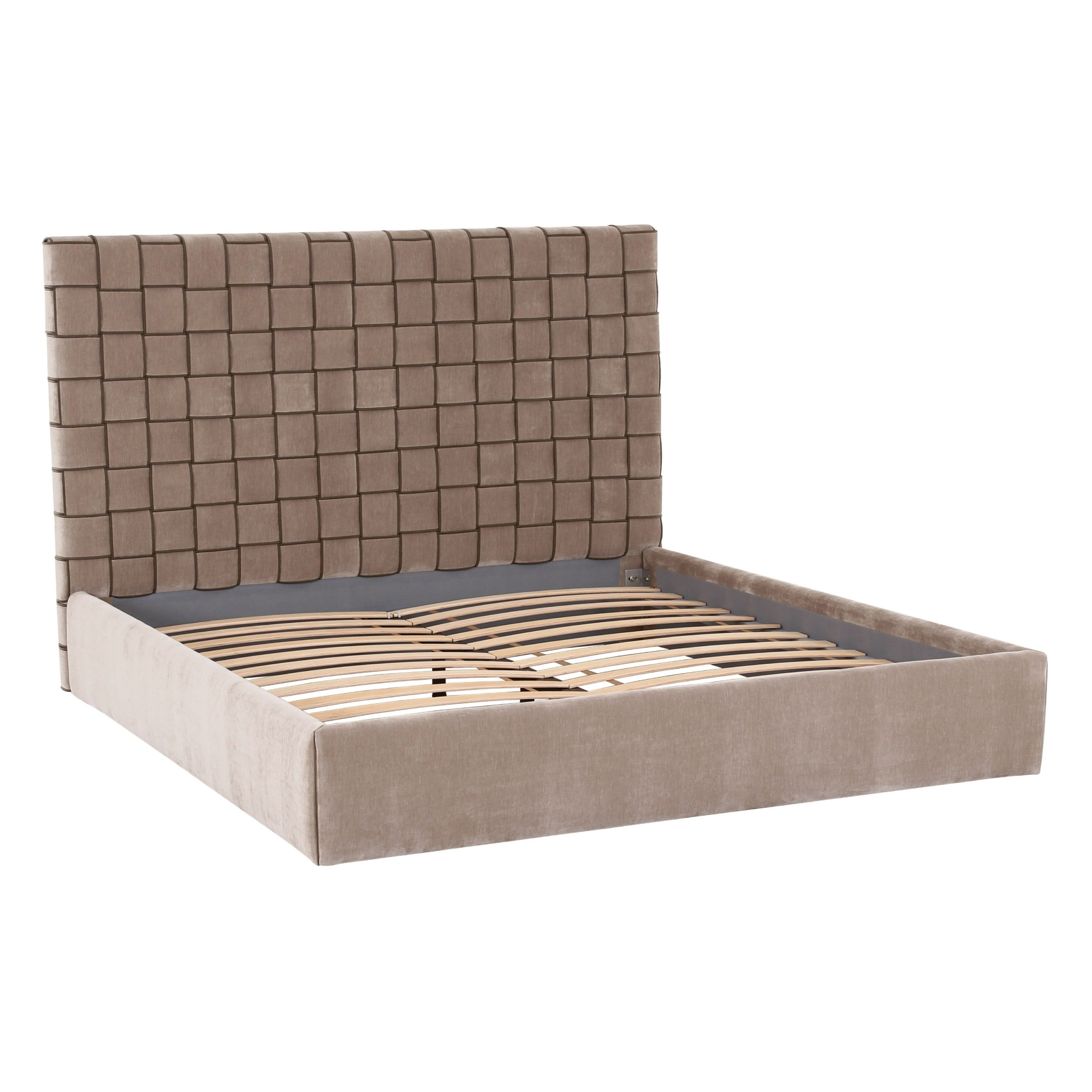 Eastern King Rousey - Modern Taupe Fabric Bed - Modern Taupe Fabric Bed