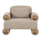 Odette - Modern Beige Fabric + White Burl Accent Chair