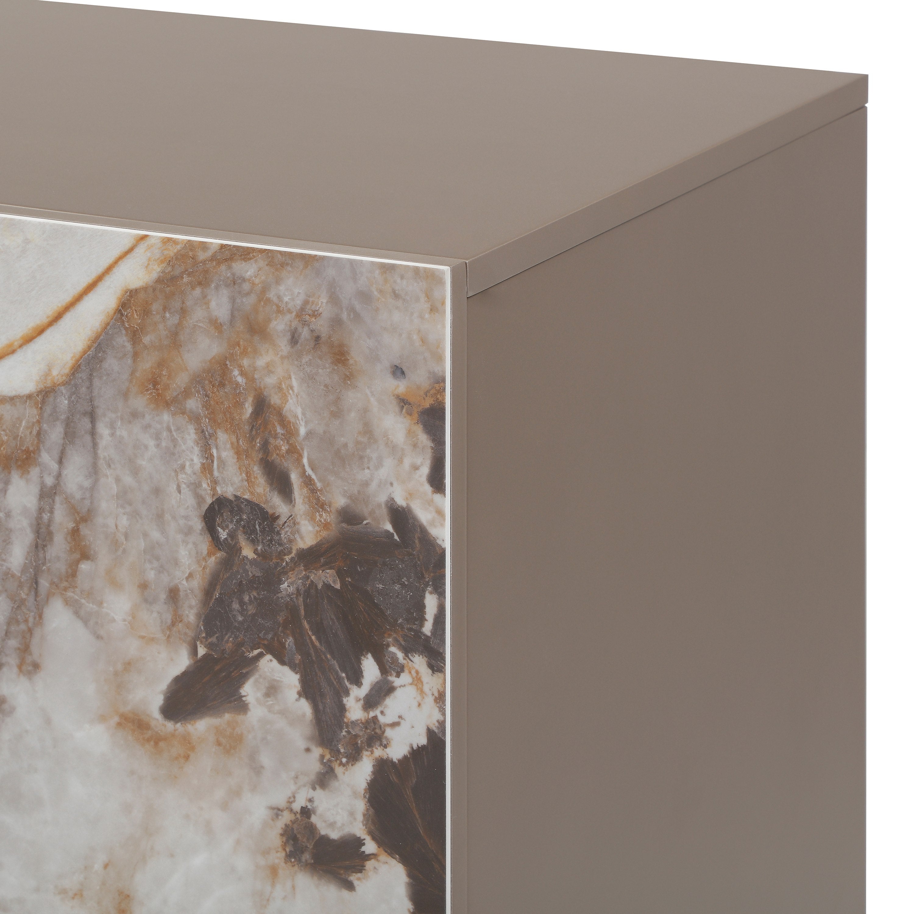 Dunster - Contemporary Beige Ceramic + Metallic Grey Buffet