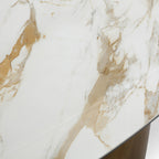 Gresham - Contemporary White Ceramic + Brushed Brass Dining Table