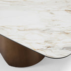 Chiswell - Contemporary White Ceramic + Brushed Brass Dining Table