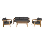 Sintra - Outdoor Grey Fabric + Eucalyptus Sofa Set