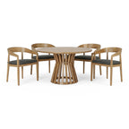Sintra - Outdoor Grey + Eucalyptus Round Dining Table Set
