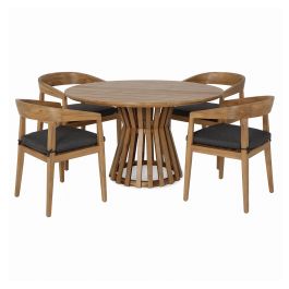 Sintra - Outdoor Grey + Eucalyptus Round Dining Table Set