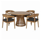 Sintra - Outdoor Grey + Eucalyptus Round Dining Table Set