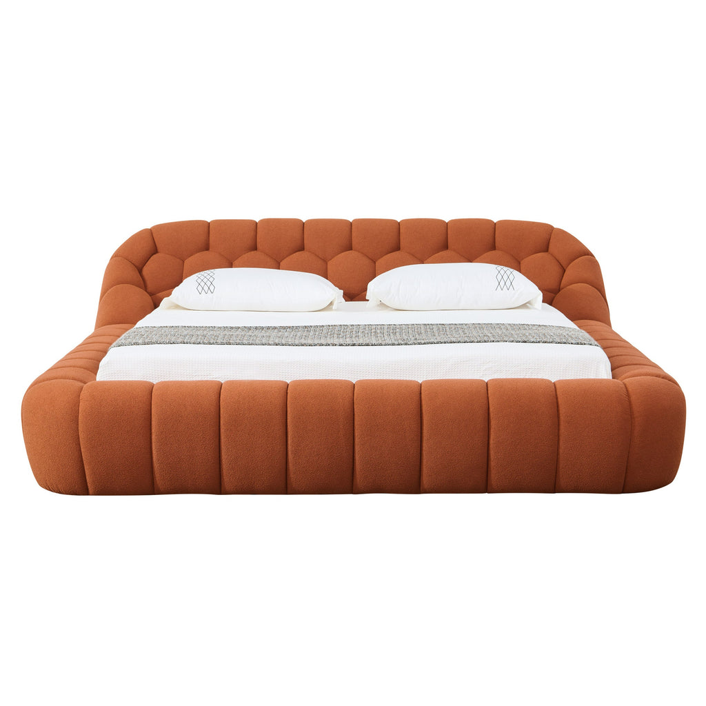 Yolonda - Modern Orange Fabric Bed - Modern Orange Fabric Bed