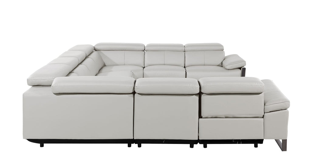 1246 Divanitalia 8-Piece U-Shaped Modular Power Reclining Sectional Sofa with 4 Power Recliners and Power Headrests - Top Grain Italian Leather