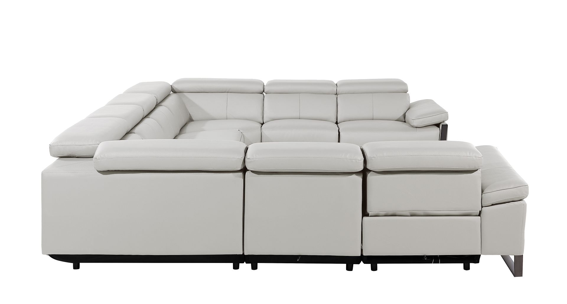 1246 Divanitalia 8-Piece U-Shaped Modular Power Reclining Sectional Sofa with 4 Power Recliners and Power Headrests - Top Grain Italian Leather
