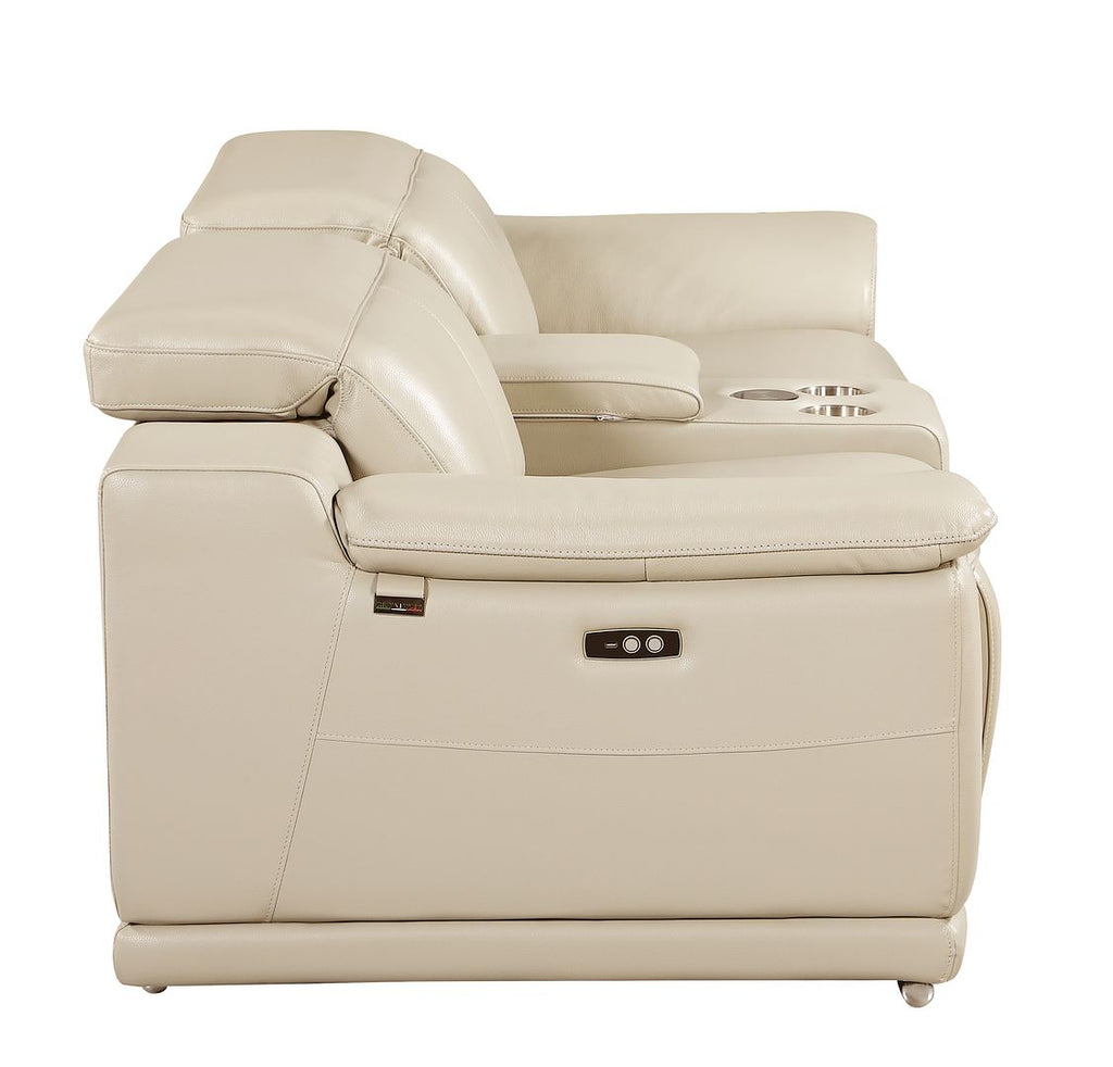 9762 Divanitalia 3-Piece Modular Power Reclining Console Loveseat with 2 Power Recliners in Top Grain Italian Leather