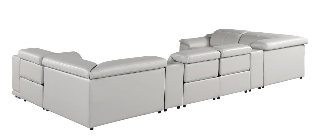 9762 Divanitalia 8-Piece U-Shaped Top Grain Italian Leather Sectional Sofa with 4 Power Recliners