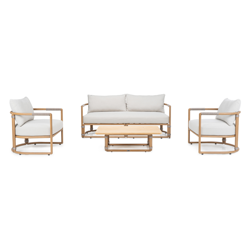Malta - Outdoor Light Grey + Teak Sofa Set