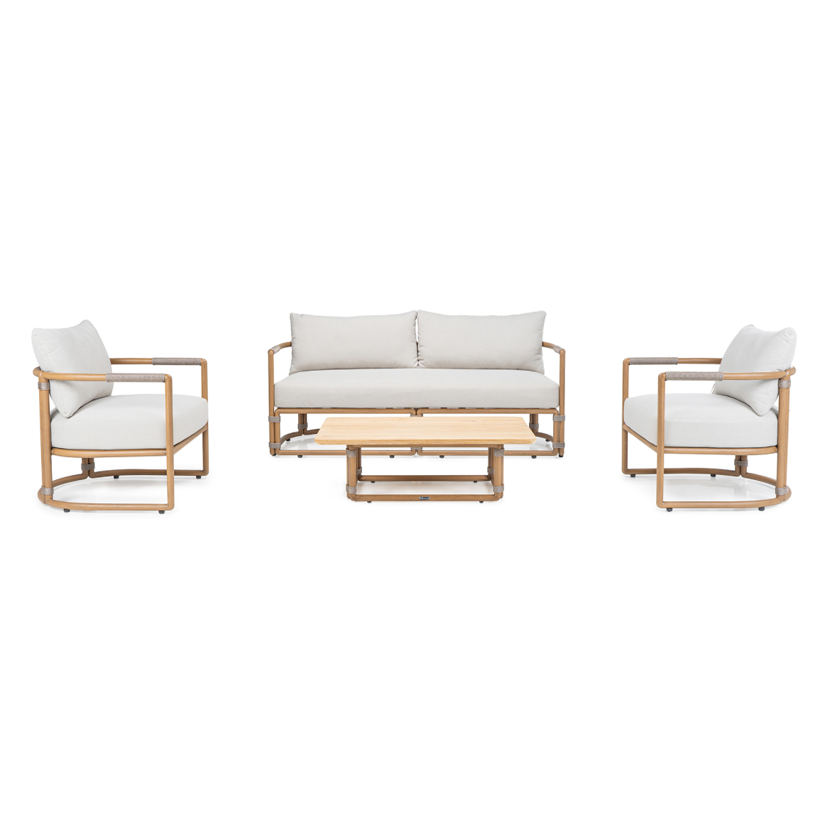 Malta - Outdoor Light Grey + Teak Sofa Set