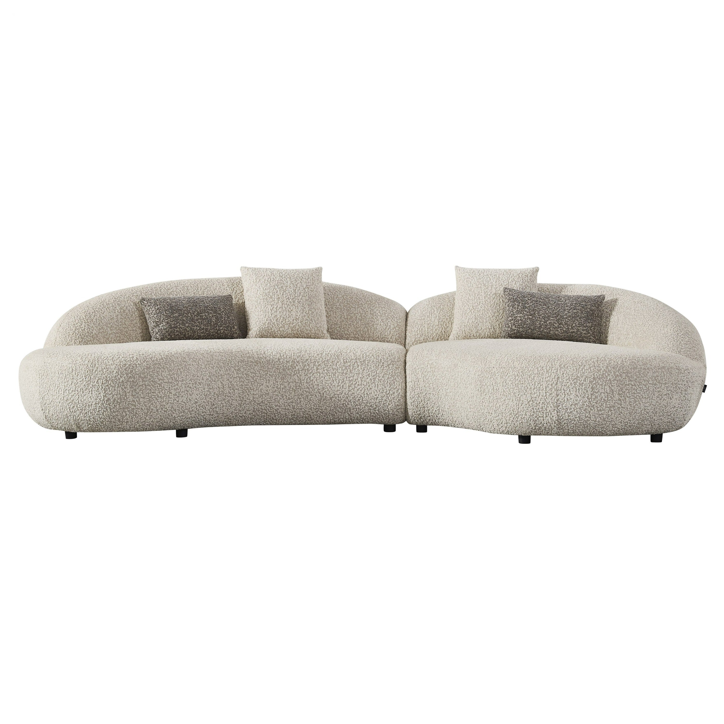 Delvan - Contemporary Beige Fabric Right Facing Chaise Sectional Sofa