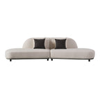 Falcone - Contemporary Off-White + Grey Bonded Leather Curved Sectional Sofa