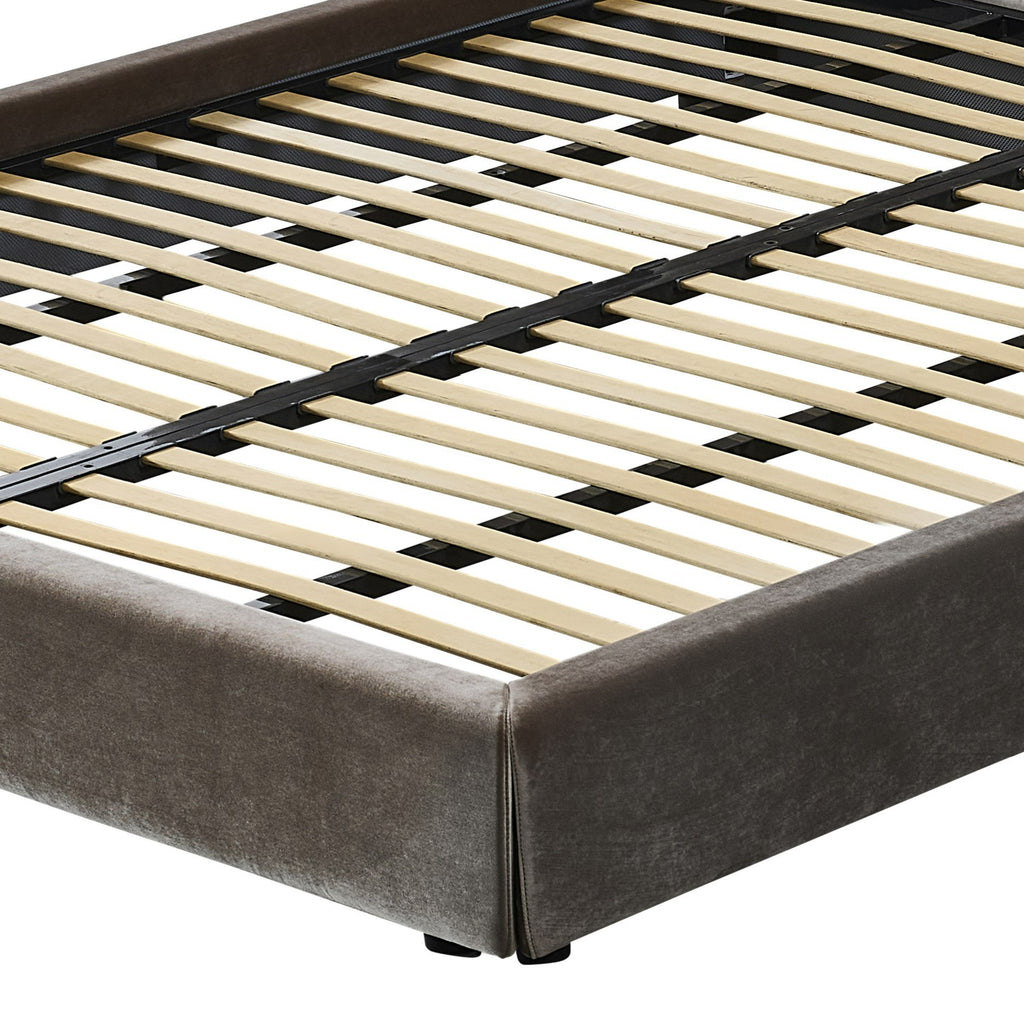 Eastern King Breslow - Modern Dark Taupe Velvet Bed - Modern Dark Taupe Velvet Bed