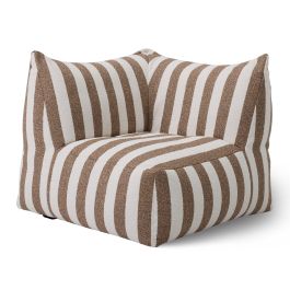 Lanuza - Outdoor Brown + White Stripe Fabric Modular Corner Sofa Seat