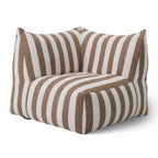 Lanuza - Outdoor Brown + White Stripe Fabric Modular Corner Sofa Seat