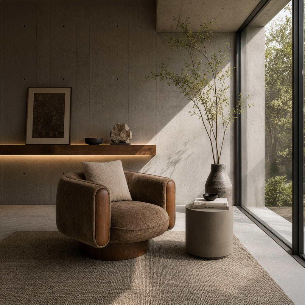 Kiran - Modern Brown + Beige Swivel Accent Chair