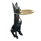 Cool Dog With Plate Modern Black + Gold Sculpture