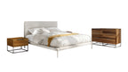 Eastern King Bergeron + Lorenzo - Contemporary Cream Fabric + Light Oak 4-Piece Bedroom Set - Contemporary Cream Fabric + Light Oak 4 - Piece Bedroom Set