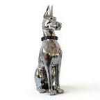 Doberman Dog - Silver Fiberglass Sculpture