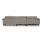 Meidas - Modern Light Grey Leather Sectional Sofa + 2 Recliners - Right Facing Chaise