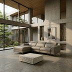 Meidas - Modern Light Grey Leather Sectional Sofa + 2 Recliners - Left Facing Chaise