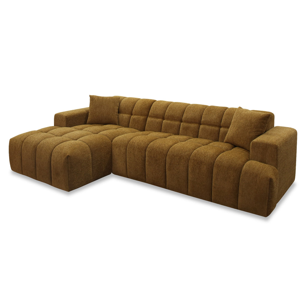 Shapiro - Modern Brown Fabric Sectional Sofa with Left Facing Chaise