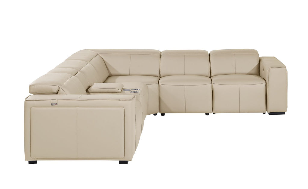1224 Divanitalia 6-Piece L-Shaped Sectional Sofa in Top Grain Italian Leather with 3 Power Recliners & Power Headrests