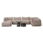 Lanuza - Outdoor Brown + White Stripe Fabric Ottoman