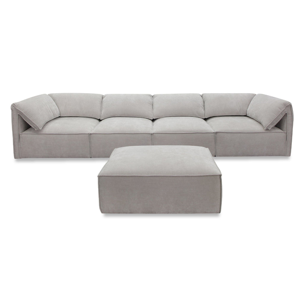 Gene - Modern Light Grey Fabric Modular Sectional Sofa - Modern Light Grey Fabric Modular Sectional Sofa