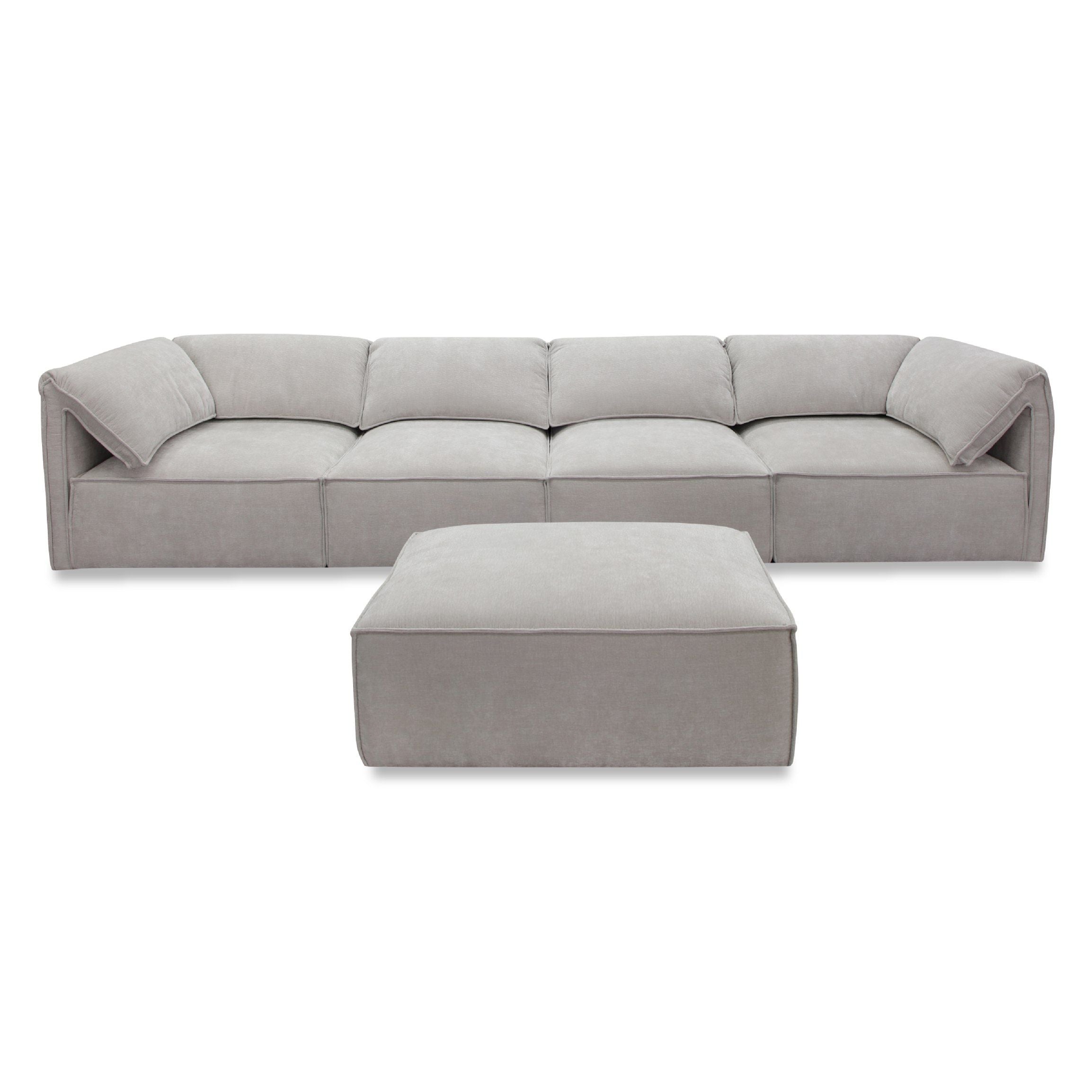 Gene - Modern Light Grey Fabric Modular Sectional Sofa - Modern Light Grey Fabric Modular Sectional Sofa