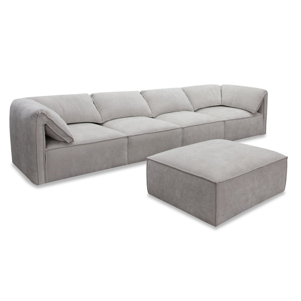 Gene - Modern Light Grey Fabric Modular Sectional Sofa - Modern Light Grey Fabric Modular Sectional Sofa