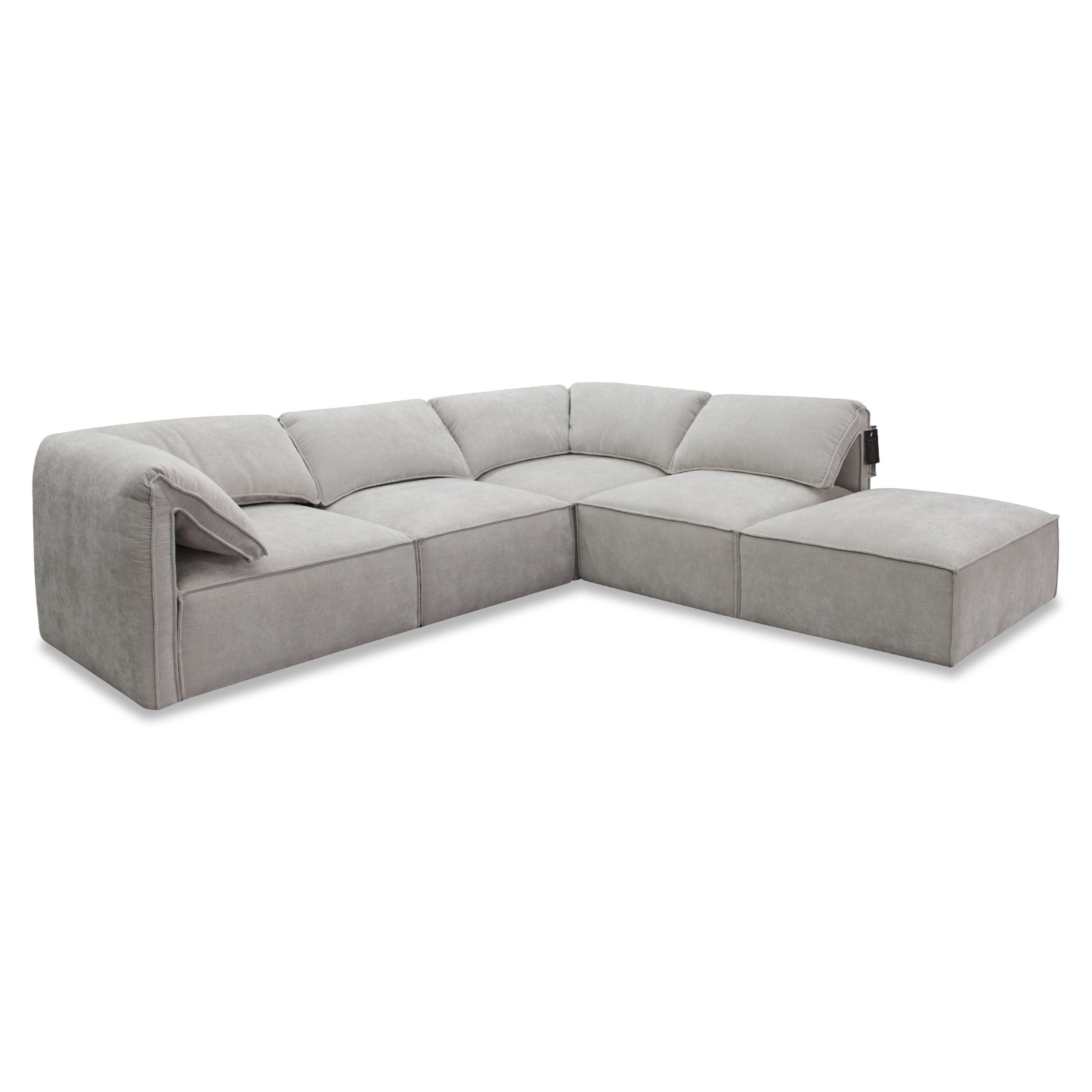 Gene - Modern Light Grey Fabric Modular Sectional Sofa - Modern Light Grey Fabric Modular Sectional Sofa