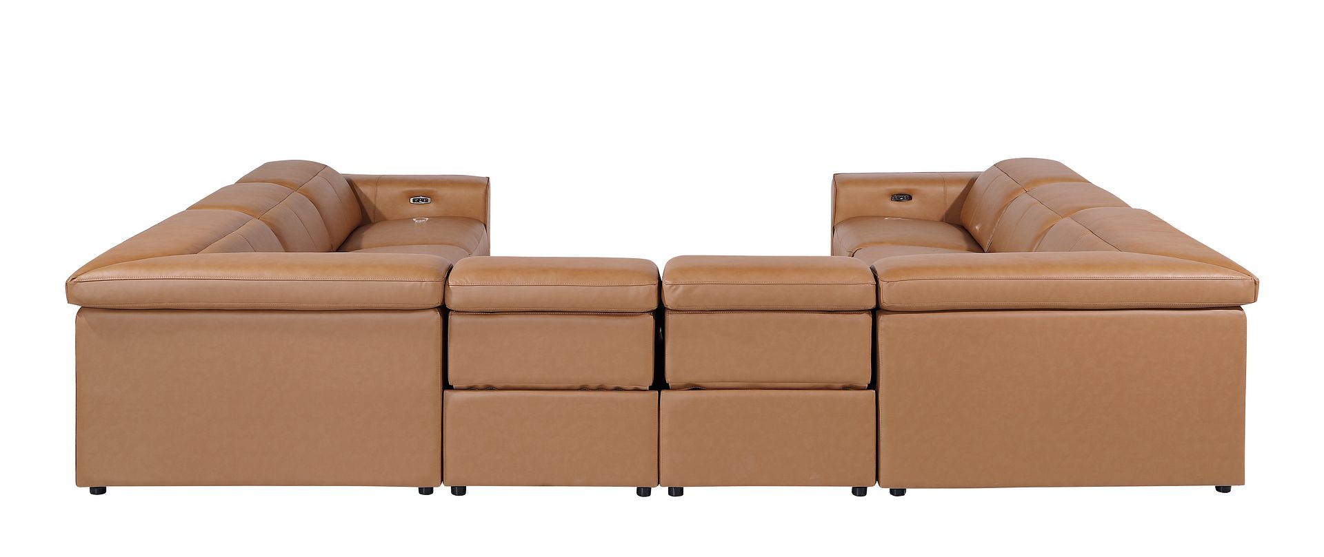 1224 Divanitalia 8-Piece U-Shaped Sectional Sofa in Top Grain Italian Leather with 4 Power Recliners & Power Headrests